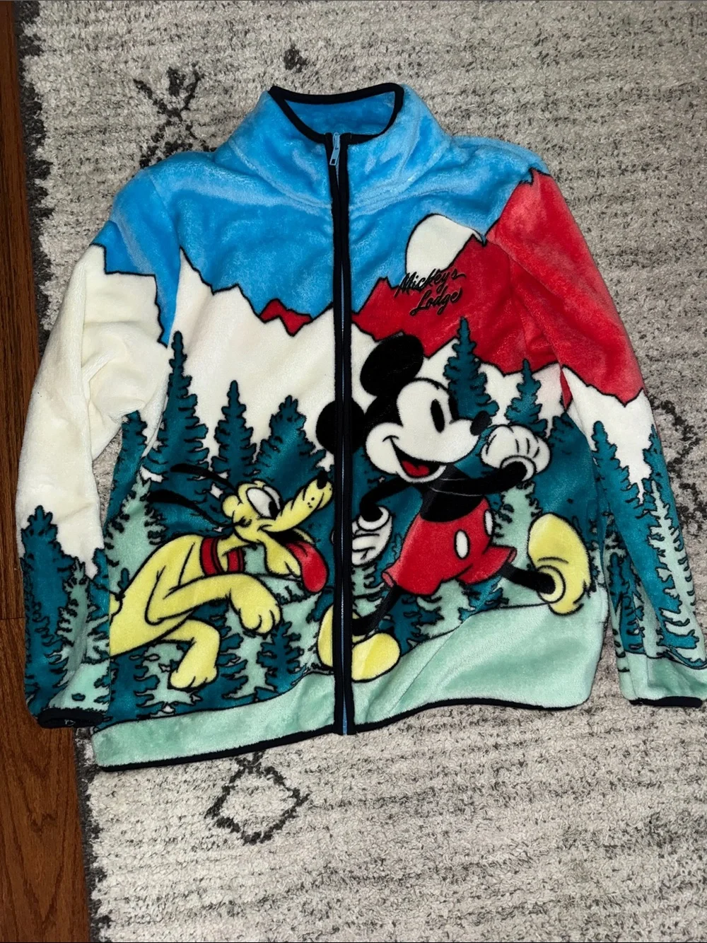 Disney Mickey & Pluto Mountain Fleece Jacket - Blue, Red, Yellow, Black, White